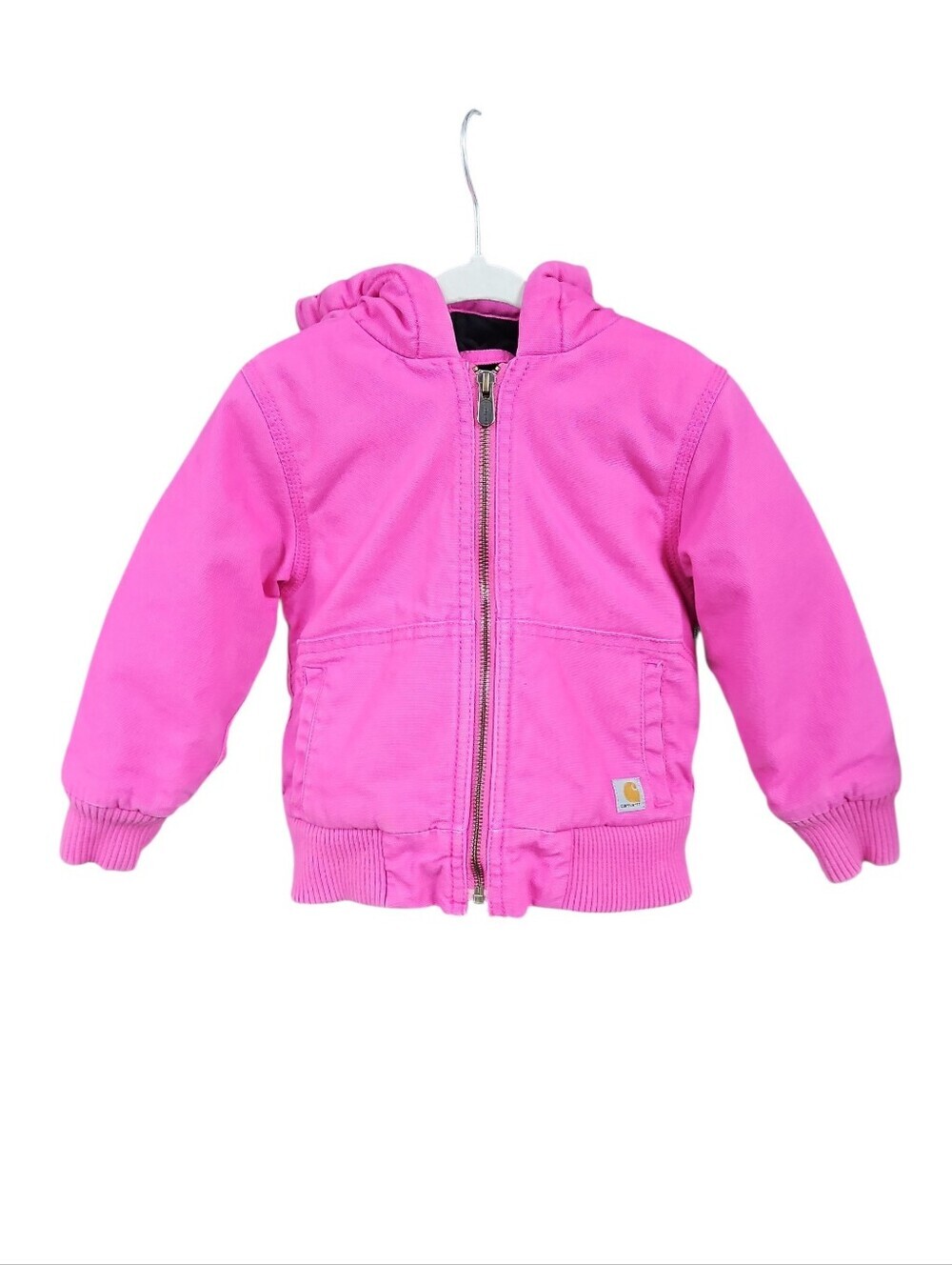 Carhartt Quilted Lined Dark Pink Hooded Jacket Coat Sz 3T Girls Kids